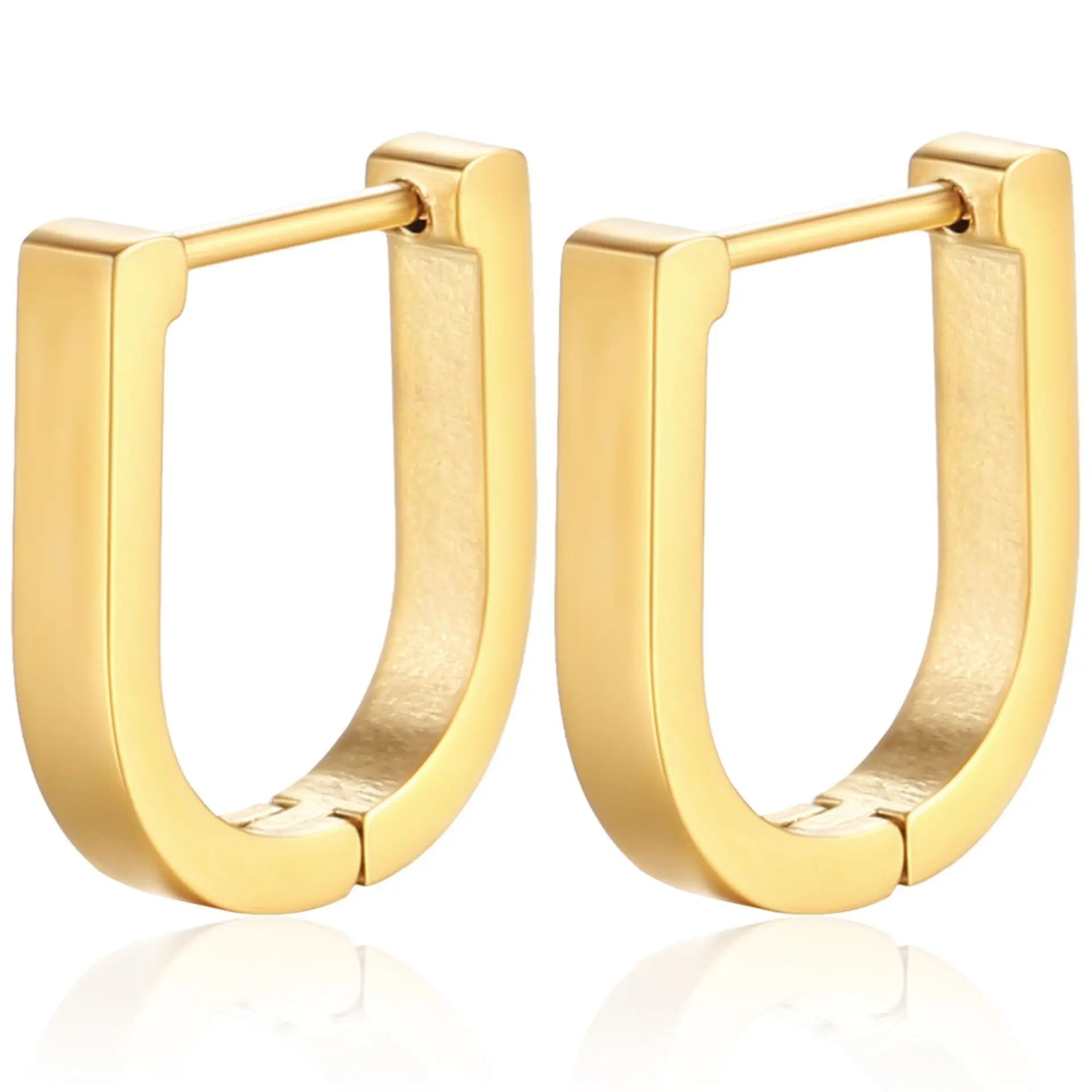 2PCS New Gold Color Square Hoop Earrings Women Men Stainless Steel Huggie Minimalist Punk Unisex Rock Earrings Piercing Jewelry-Dollar Bargains Online Shopping Australia