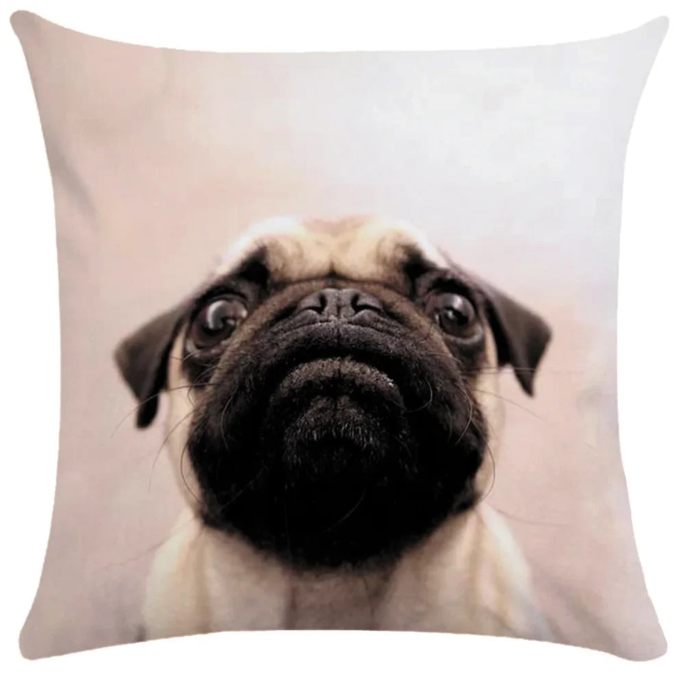 Pug Bulldog Print Cushion Cover Pets Dog Pillowcase For Home Sofa Decoration Polyester Lumbar Pillow Case Gift-Dollar Bargains Online Shopping Australia