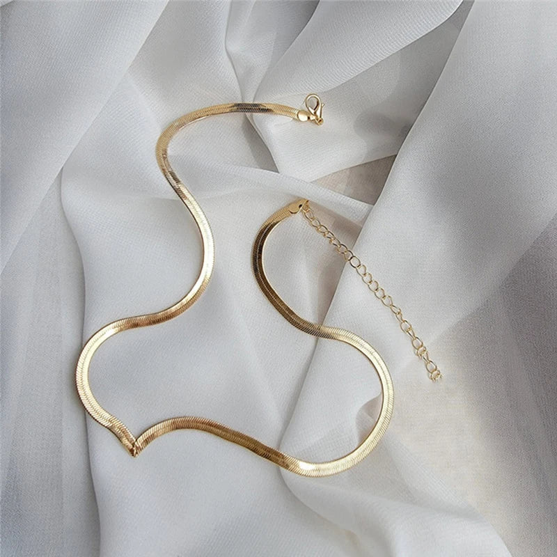 Creative V-shaped Necklace For Women Flat Snake Chain Choker Fashion Blade Chains Neck Accessories Jewelry Gift-Dollar Bargains Online Shopping Australia