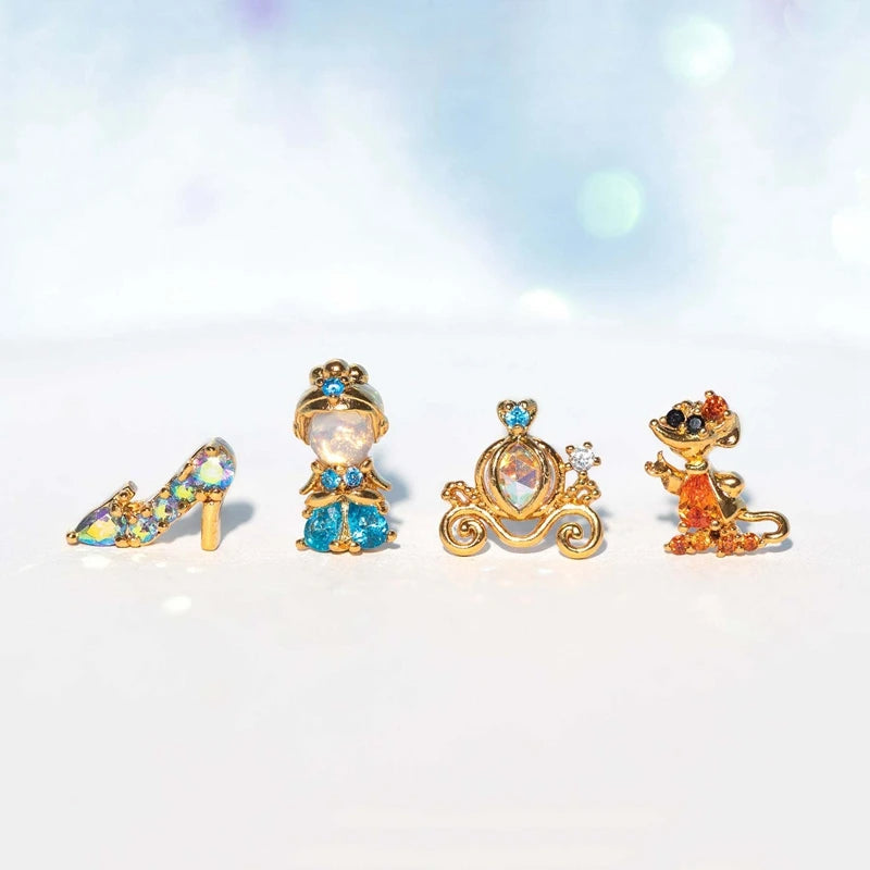 4pcs Fairy Cute Animal Comb Princess Stud Earrings Set Fashion Zircon Crystal Women Girls Gift Jewelry-Dollar Bargains Online Shopping Australia