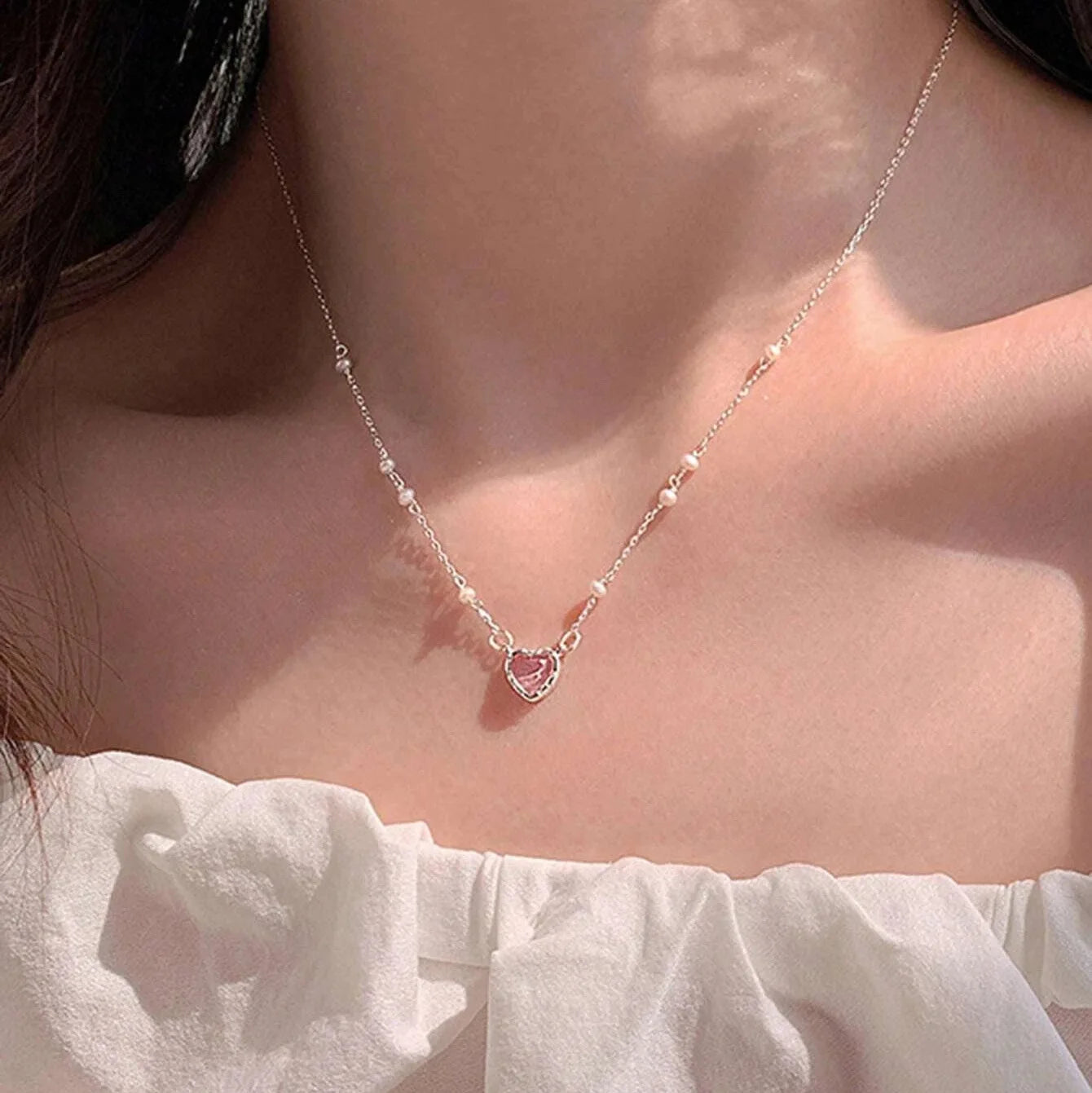 Y2K Purple Crystal Heart Pendant Necklace Women Sweet Cool Girl Punk Clavicle Chain Fashion Aesthetic Necklace-Dollar Bargains Online Shopping Australia