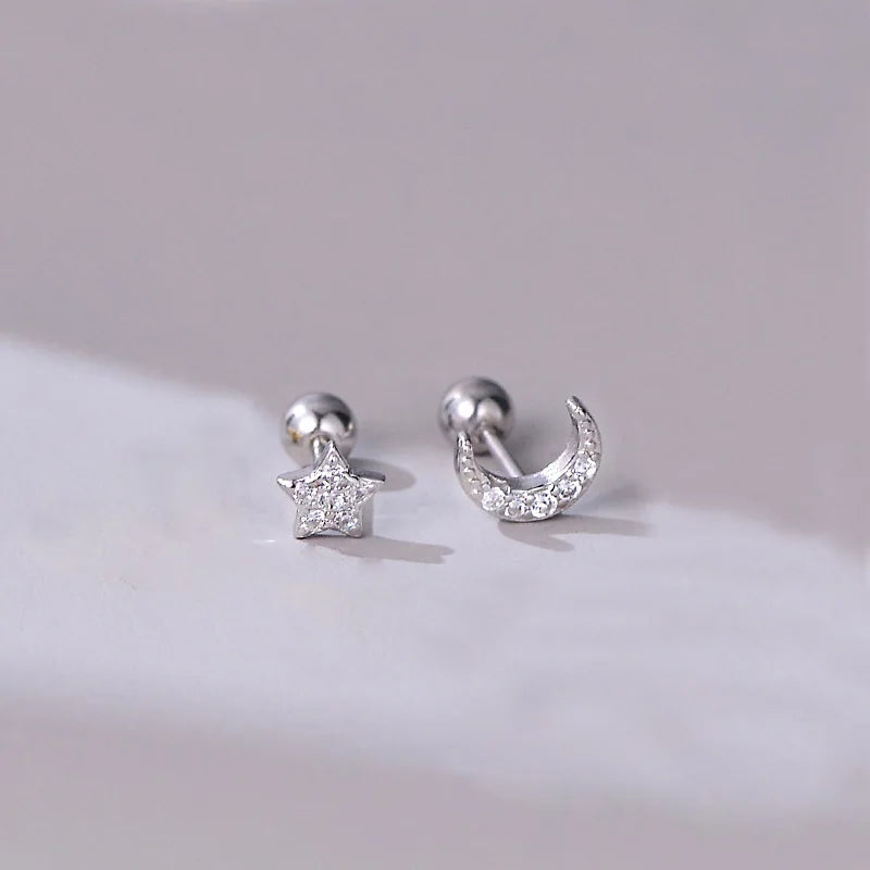 Silver Color Hypoallergenic Zircon Cartilage Studs Earring 925 Silver Needles Earrings for Women Helix Conch Tragus Piercing-Dollar Bargains Online Shopping Australia