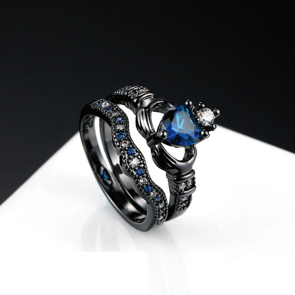 Charm Couple Ring Men's Stainless Steel Celtic Dragon Ring Blue Zircon Women's Ring Sets Valentine's Day Wedding Band Jewelry-Dollar Bargains Online Shopping Australia