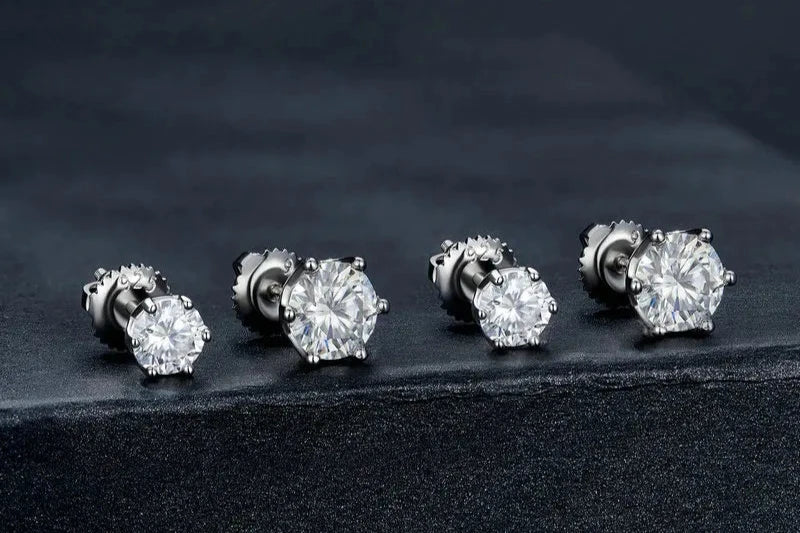 Classic Moissanite Stud EarringsS925 Silver D Color Brilliant Round Cut Lab Created Diamond Wedding Engagement Earrings-Dollar Bargains Online Shopping Australia