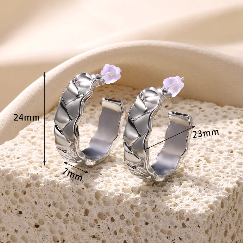 Vintage Stainless Steel Geometric Earrings For Women Personalized Fan-shaped Stud Earrings Party-Dollar Bargains Online Shopping Australia