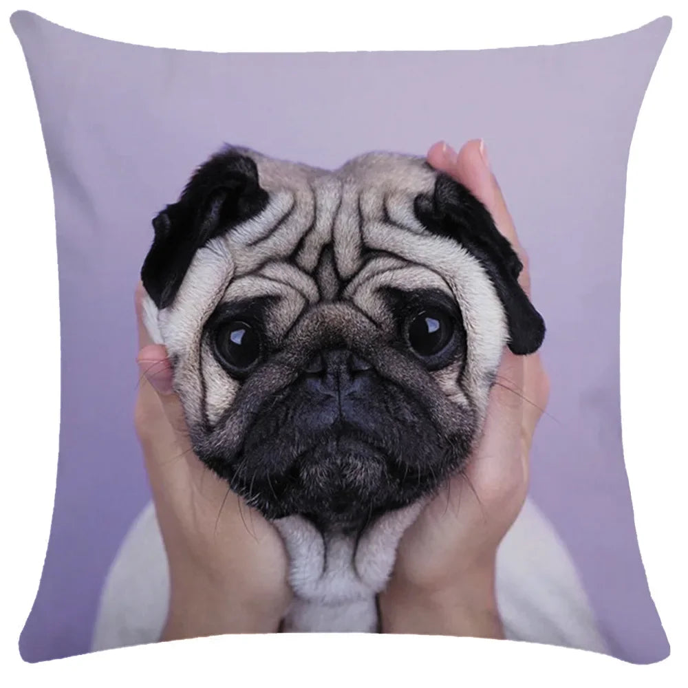 Pug Bulldog Print Cushion Cover Pets Dog Pillowcase For Home Sofa Decoration Polyester Lumbar Pillow Case Gift-Dollar Bargains Online Shopping Australia