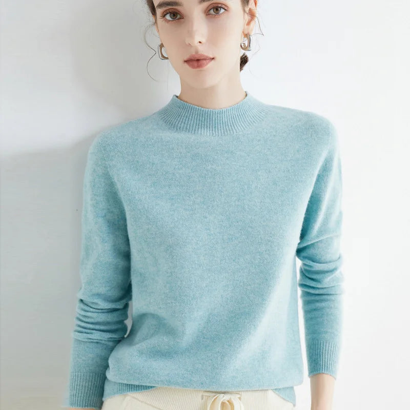 Wool Sweater Women's Loose Half Turtleneck Pullover Spring and Autumn Basic Style Simple Bottoming Top-Dollar Bargains Online Shopping Australia