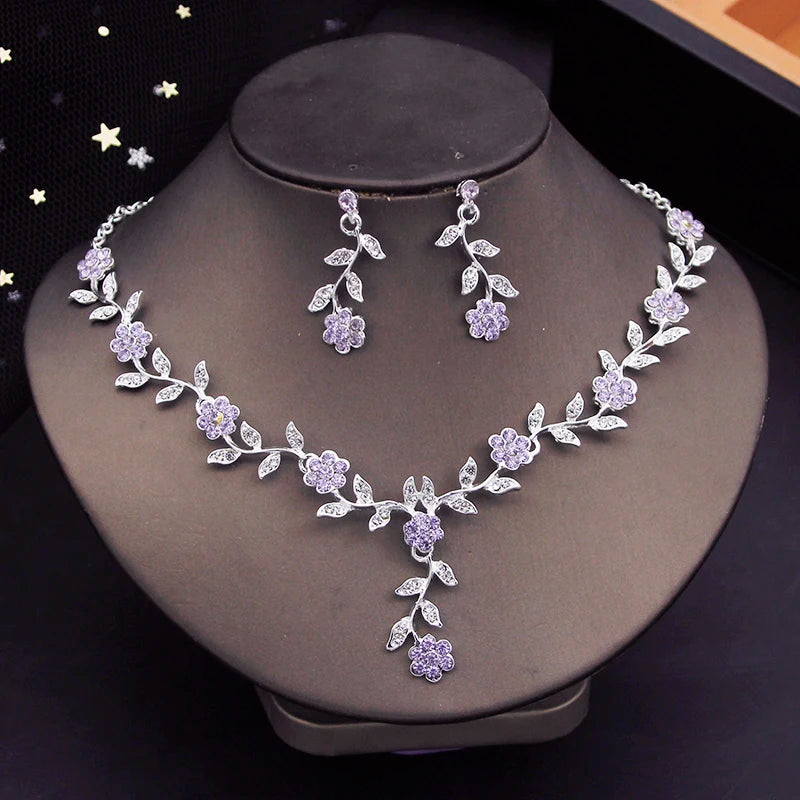 Crystal Tiaras Bridal Jewelry Sets for Women Crown Flower Choker Necklace Sets Wedding Bride Costume Jewelry Set-Dollar Bargains Online Shopping Australia