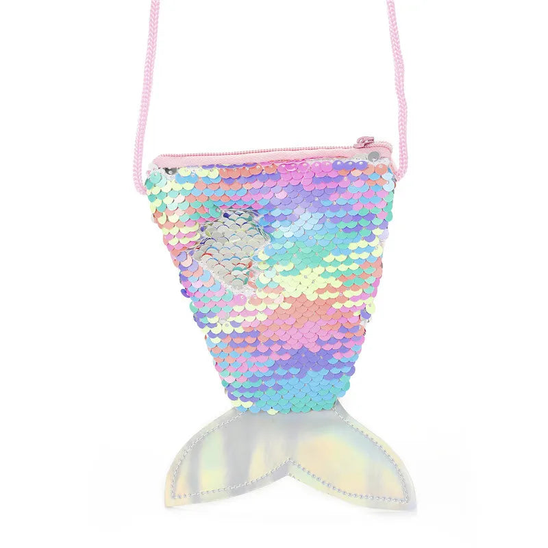 Lovely Shiny Mermaid Tail Sequin Girl Crossbody Bag Children Coin Purse Women Shoulder Bag Exquisite Birthday Gifts-Dollar Bargains Online Shopping Australia