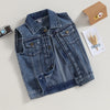 Unisex Baby Boys Girls Lapel Demin Vest Children Short Section Sleeveless Button Denim Jacket For Little Boys Girls-Dollar Bargains Online Shopping Australia