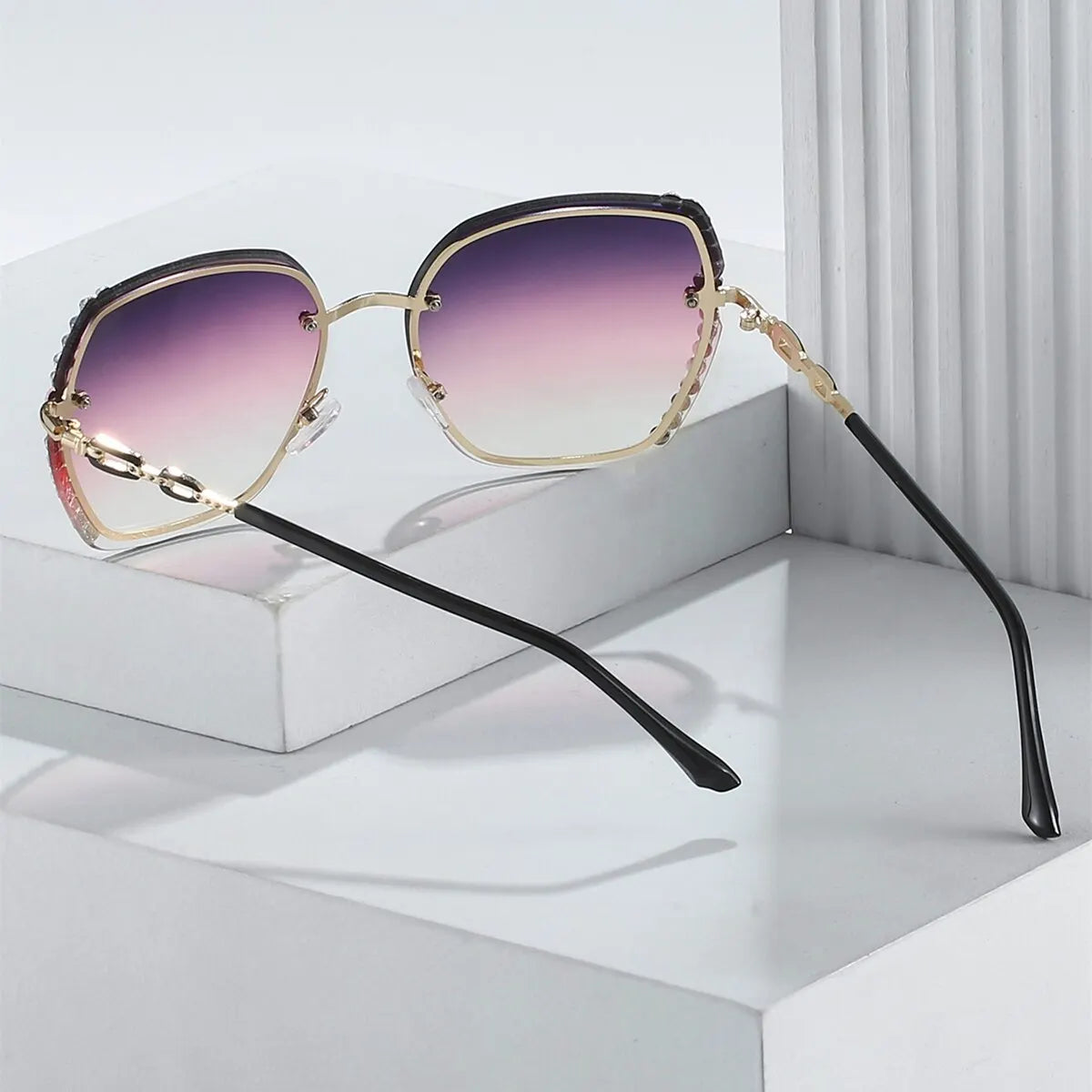 Rhinestone Decor Rimless Fashion Sunglasses For Women Men Casual Gradient Glasses-Dollar Bargains Online Shopping Australia