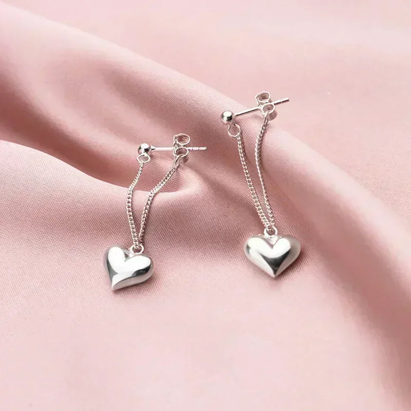 Silver Earrings for Women Heart Chain Earring Jewelry Prevent Allergy Party Accessories Gift Earrings for Women-Dollar Bargains Online Shopping Australia