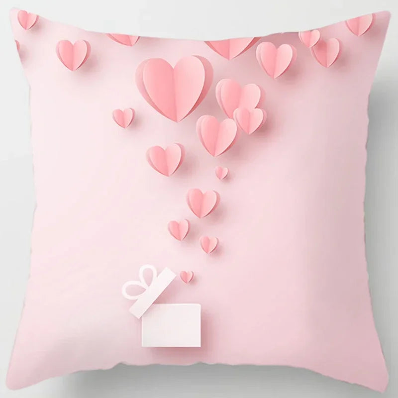 Pink cute love printing square pillowcase, home decoration, car sofa cushion cover-Dollar Bargains Online Shopping Australia