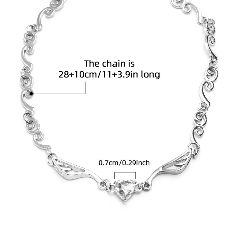 Y2K Silver Color Irregualr Choker Necklace for Women Girls Love Heart Crystal Clavicle Chain Necklace-Dollar Bargains Online Shopping Australia