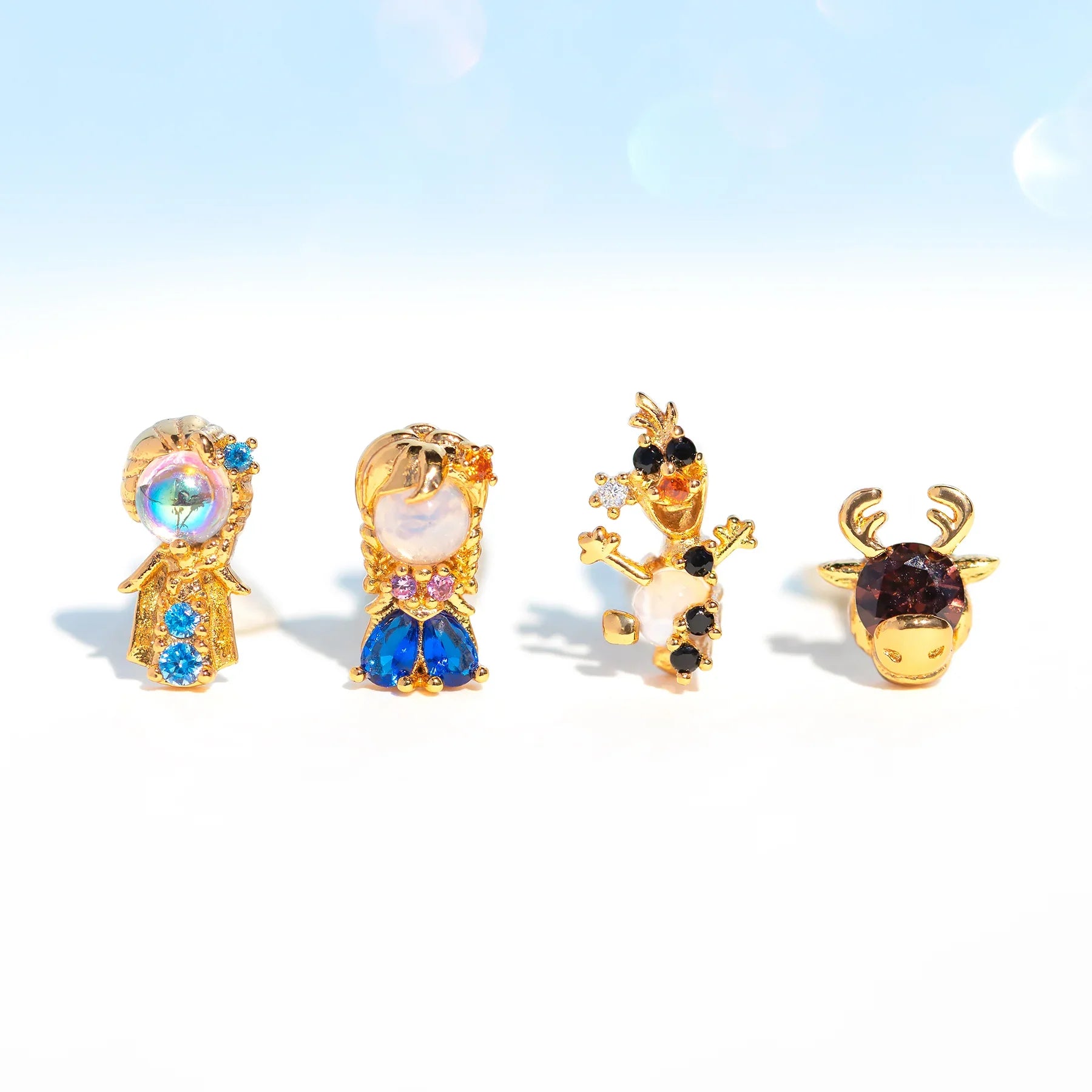 4pcs Fairy Cute Animal Comb Princess Stud Earrings Set Fashion Zircon Crystal Women Girls Gift Jewelry-Dollar Bargains Online Shopping Australia