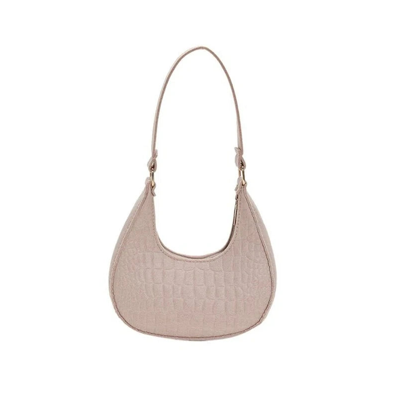 Fashion Simple Moon Shape Underarm Bags Cute Women Female Crocodile Grain Shoulder Bag Felt Purses Handbags Trend Accessories-Dollar Bargains Online Shopping Australia