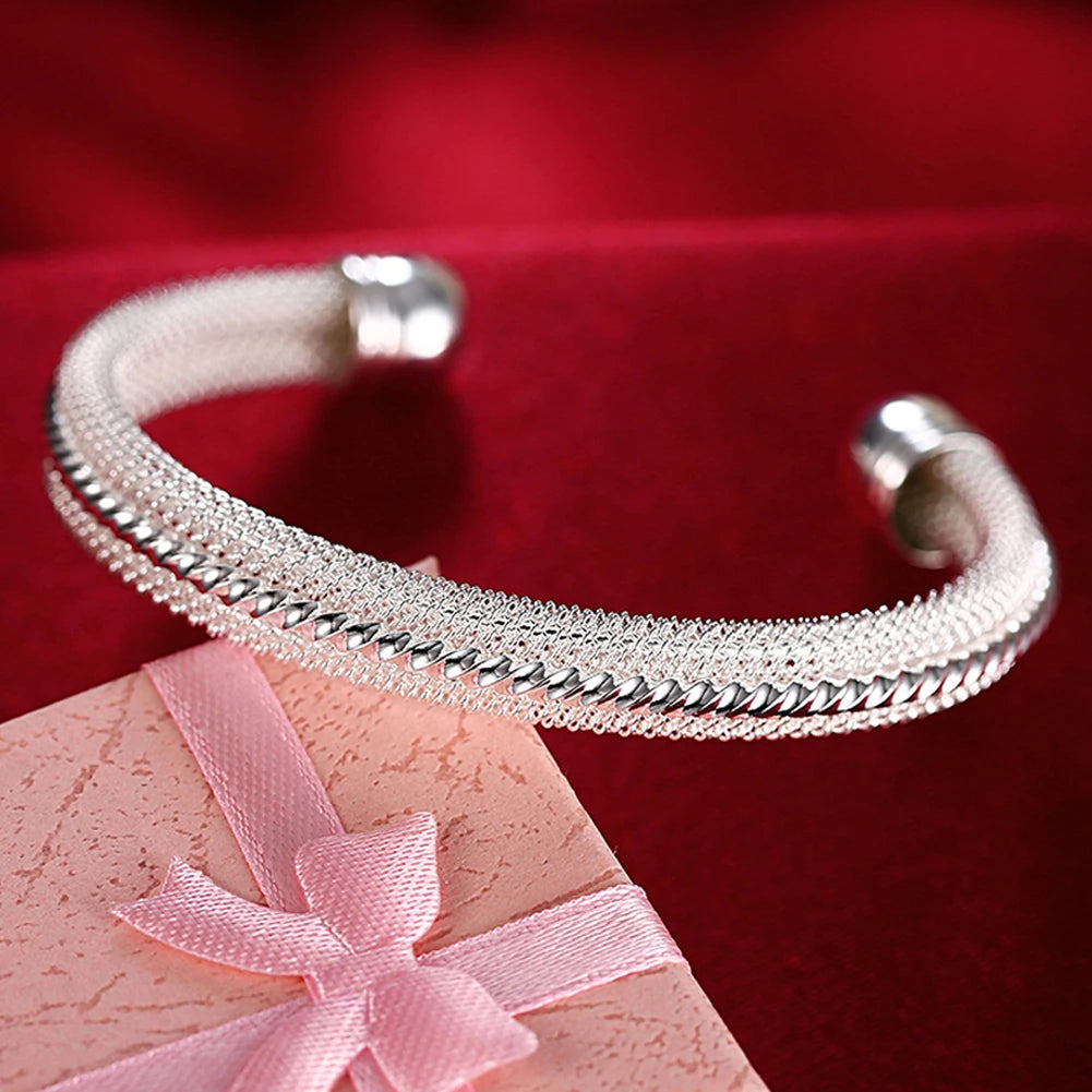 925 Sterling Silver Big Bangles Bracelet Cute Charms for Women Lady Fashion Jewelry Adjustment Cuff Wedding Luxury-Dollar Bargains Online Shopping Australia