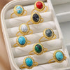 Opal Stone Rings For Women Vintage Wedding Open Adjustable Finger Ring Fashion-Dollar Bargains Online Shopping Australia