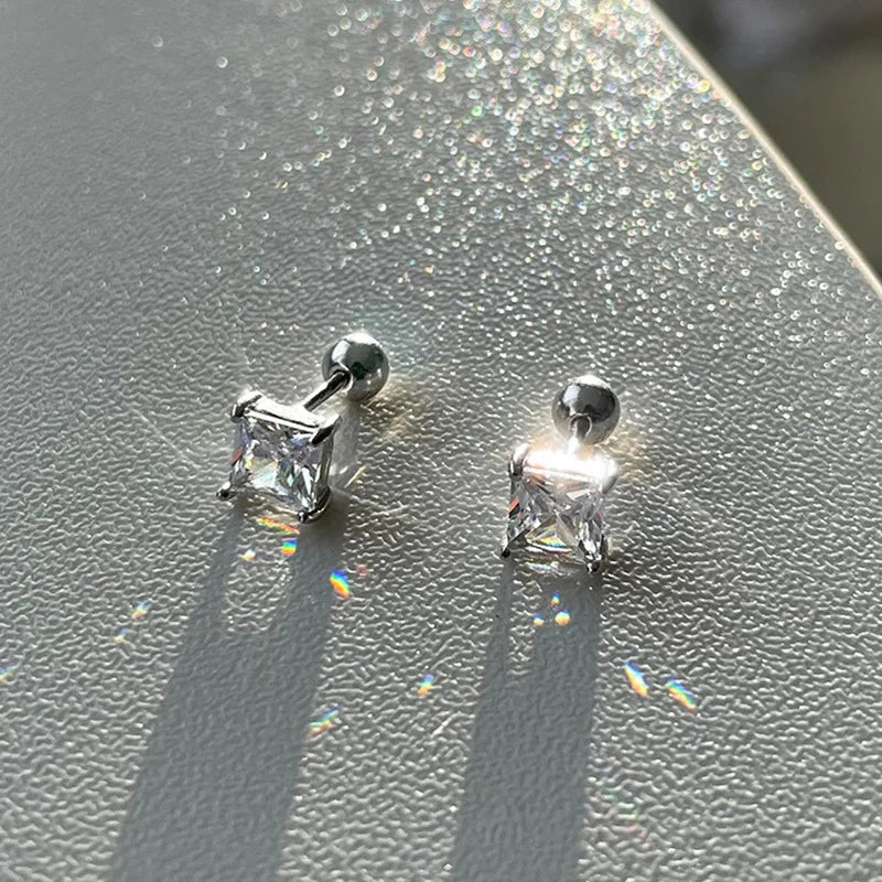 Silver Color Hypoallergenic Zircon Cartilage Studs Earring 925 Silver Needles Earrings for Women Helix Conch Tragus Piercing-Dollar Bargains Online Shopping Australia