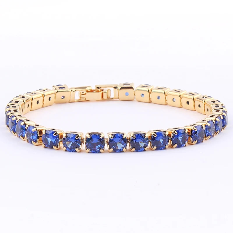 Rainbow Crystal Tennis Bracelets For Women Bracelet Set 18K Gold Silver Colorful Zirconia Femme Bridal Wedding Jewelry-Dollar Bargains Online Shopping Australia