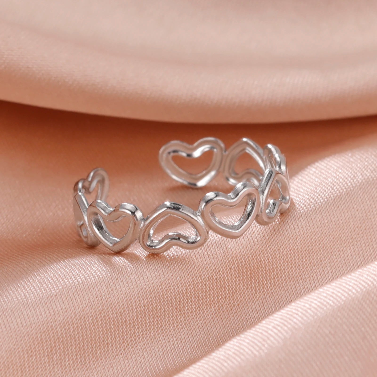 Women Rings Geometric Heart Aesthetic Adjustable Open Finger Ring Fashion Party Jewelry Gifts-Dollar Bargains Online Shopping Australia