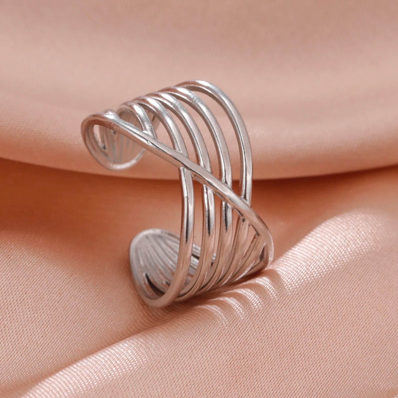 Women Rings Geometric Heart Aesthetic Adjustable Open Finger Ring Fashion Party Jewelry Gifts-Dollar Bargains Online Shopping Australia