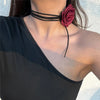 Romantic Gothic Big Rose Flower Clavicle Chain Necklace Women's Fashion Adjustable Rope Necklace Jewelry Accessories-Dollar Bargains Online Shopping Australia