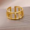 Rings for Women Gold Color Couple Jewelry Aesthetic Adjustable Punk Embossed Hollow Wide Ring-Dollar Bargains Online Shopping Australia