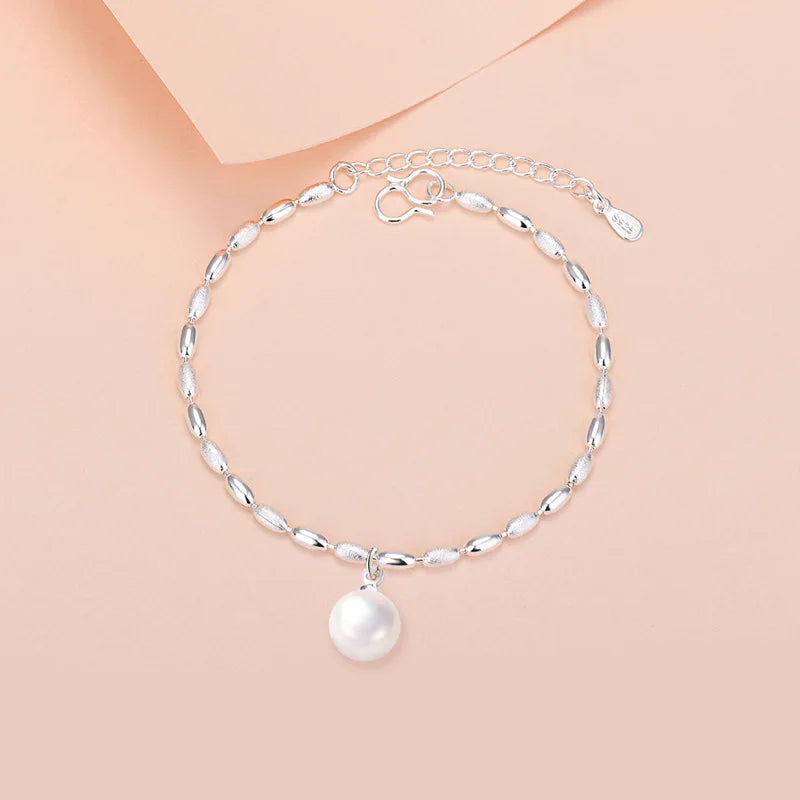 Silver Geometric Bead Pearl Punk Irregular Asymmetric Adjustable Bracelet For Woman Girl Fashion Jewelry-Dollar Bargains Online Shopping Australia