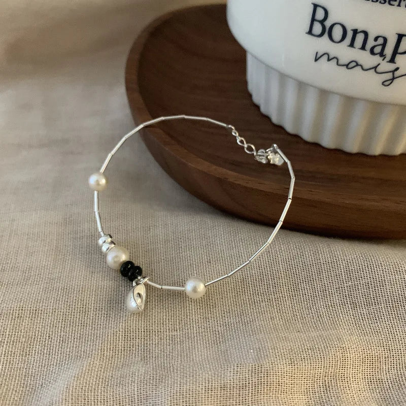 Silver Geometric Bead Pearl Punk Irregular Asymmetric Adjustable Bracelet For Woman Girl Fashion Jewelry-Dollar Bargains Online Shopping Australia