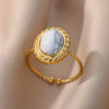 Opal Stone Rings For Women Vintage Wedding Open Adjustable Finger Ring Fashion-Dollar Bargains Online Shopping Australia