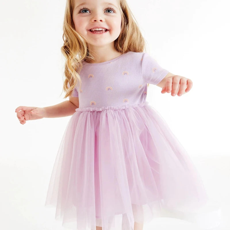 Girls Clothes Summer Rainbow Purple Mesh Princess Dress Girls Dresses Wedding Party Dress for Kids Summer-Dollar Bargains Online Shopping Australia