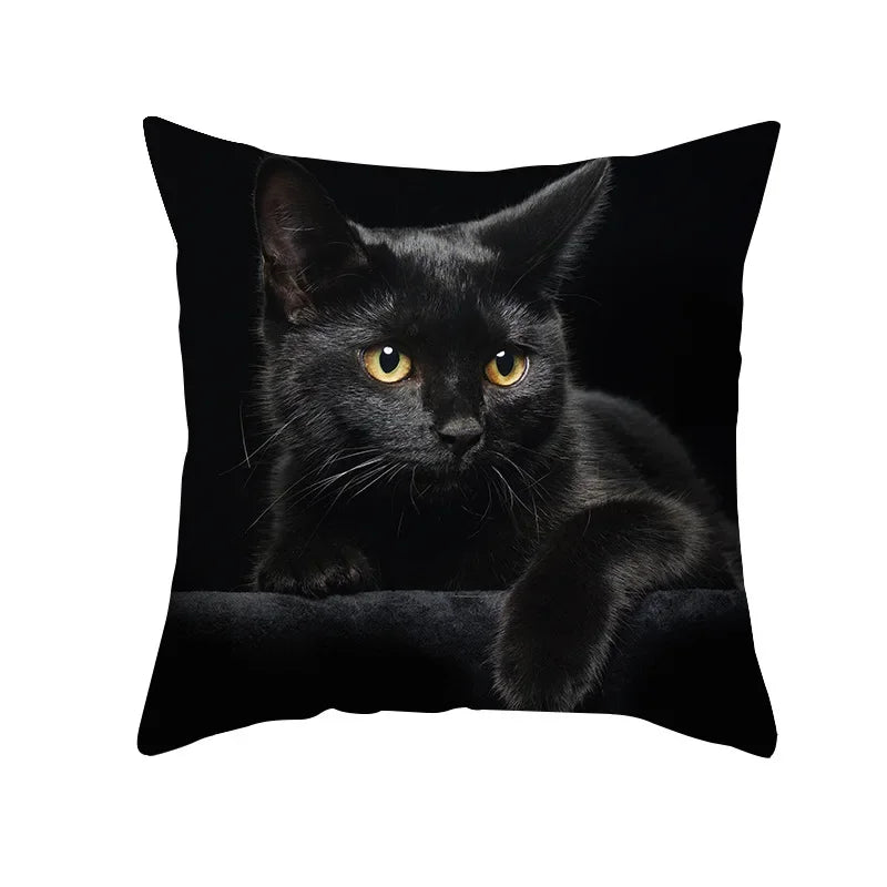 Black Cat Pillowcases Polyester Home Cute Kitty Animal Lover Cushion Cover Funny Decoration Pillow-Dollar Bargains Online Shopping Australia