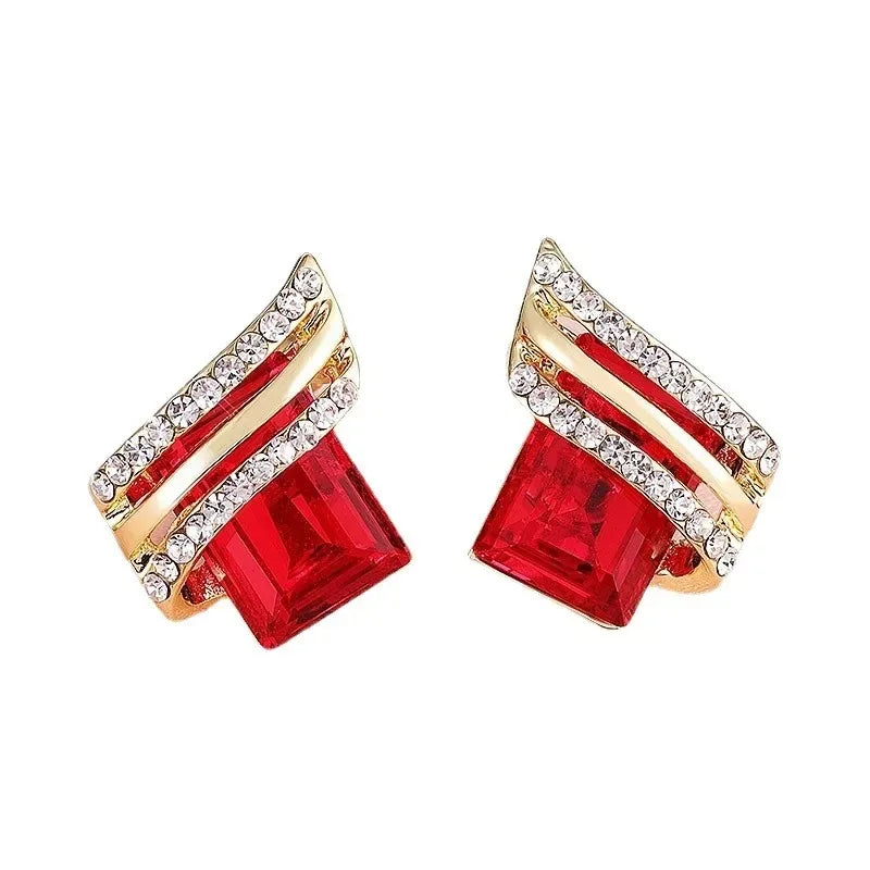 Gold-plated Zircon Earrings Crystal Earrings Engagement Earrings for women Princess Jewelry Birthday Anniversary Gifts-Dollar Bargains Online Shopping Australia