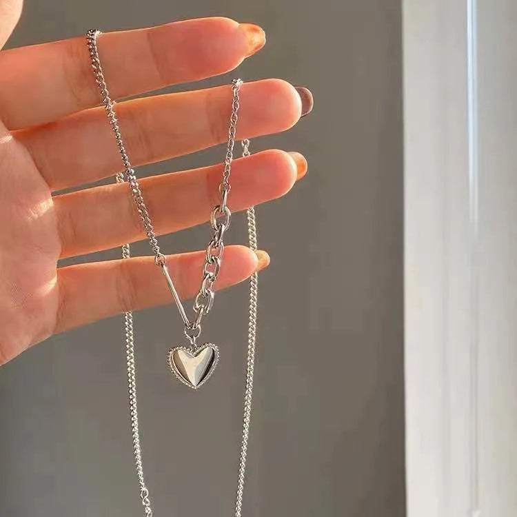 Y2K Purple Crystal Heart Pendant Necklace Women Sweet Cool Girl Punk Clavicle Chain Fashion Aesthetic Necklace-Dollar Bargains Online Shopping Australia