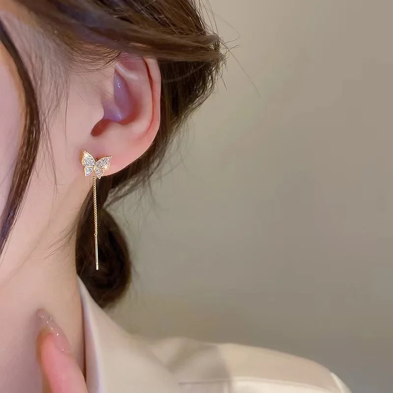 Flower Butterfly Long Tassel Earrings for Women Fashion Personality Cute Summer Daily Accessories Party Jewelry Birthday Gift-Dollar Bargains Online Shopping Australia