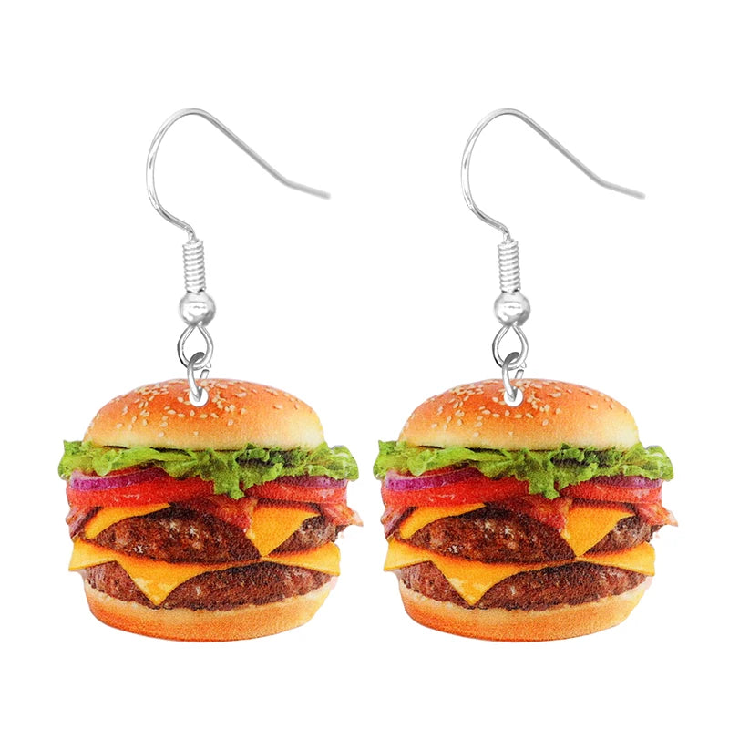 Food Earring 2D Handmade Cute Interesting Taco Corn Crunchy Burger Biscuits French Fries Ice Cream Cheese Cute-Dollar Bargains Online Shopping Australia