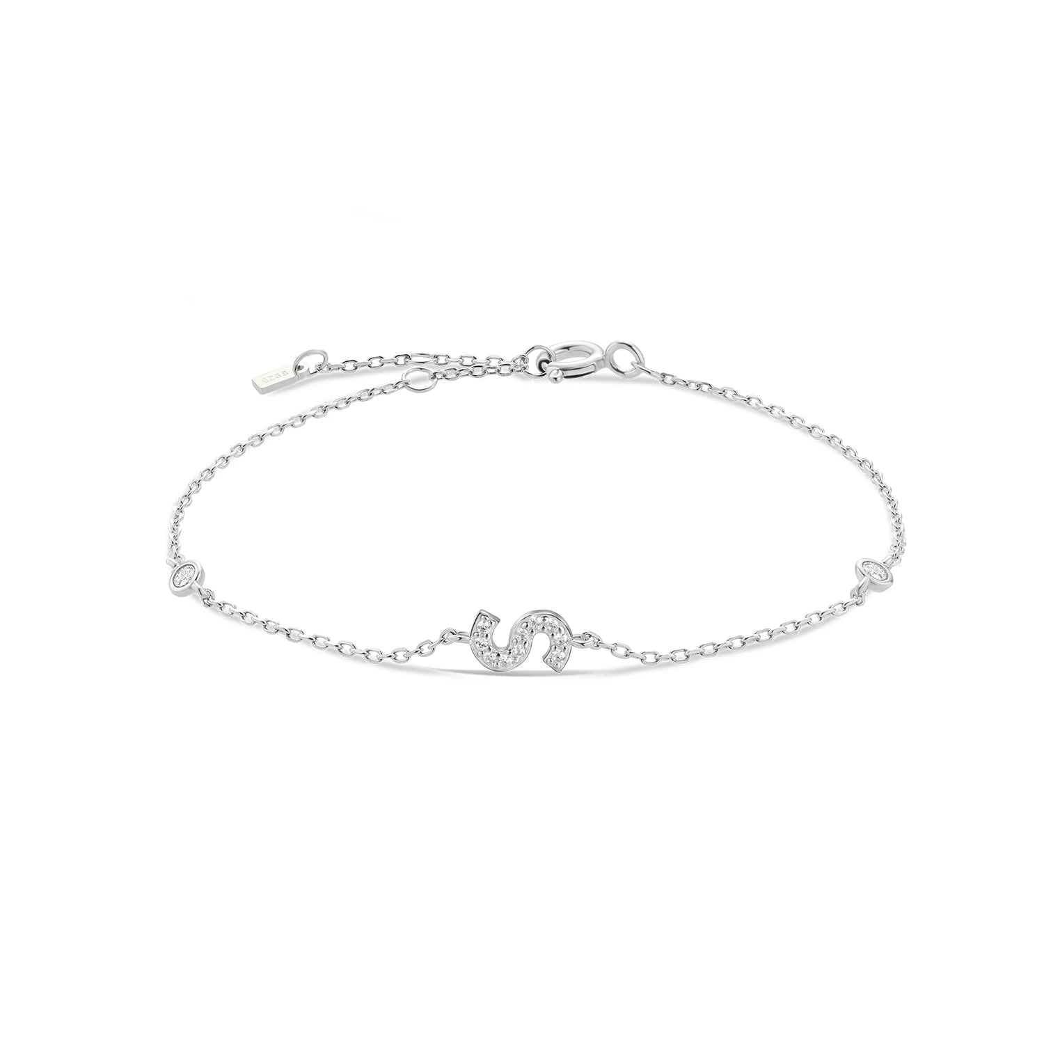 Silver Monogram Letter Initial Charm Chain Bracelet Luxury Wedding Crystal Fine Jewelry-Dollar Bargains Online Shopping Australia