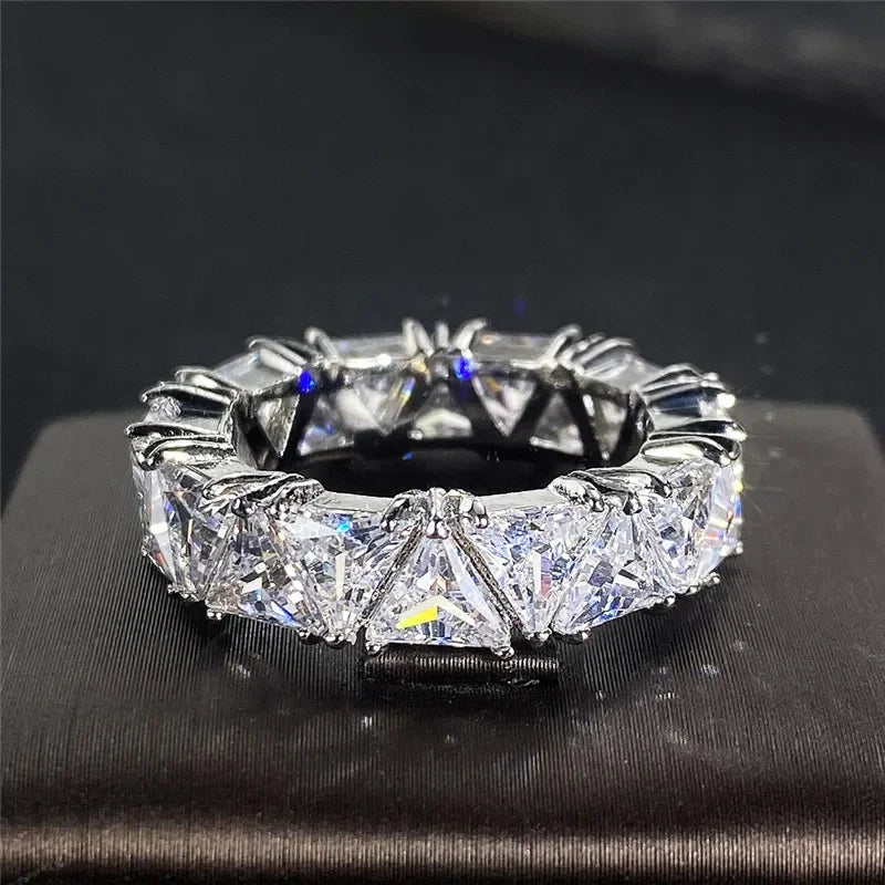 Wedding Band Promise Rings for Women Unique Triangle Cubic Zirconia Design-Dollar Bargains Online Shopping Australia