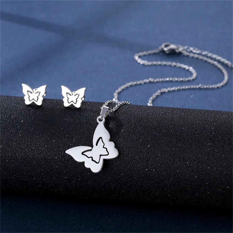 Jewelry Elegant Daisy Flowers Charm Chain Choker Necklaces Earrings Set Pendants For Women-Dollar Bargains Online Shopping Australia