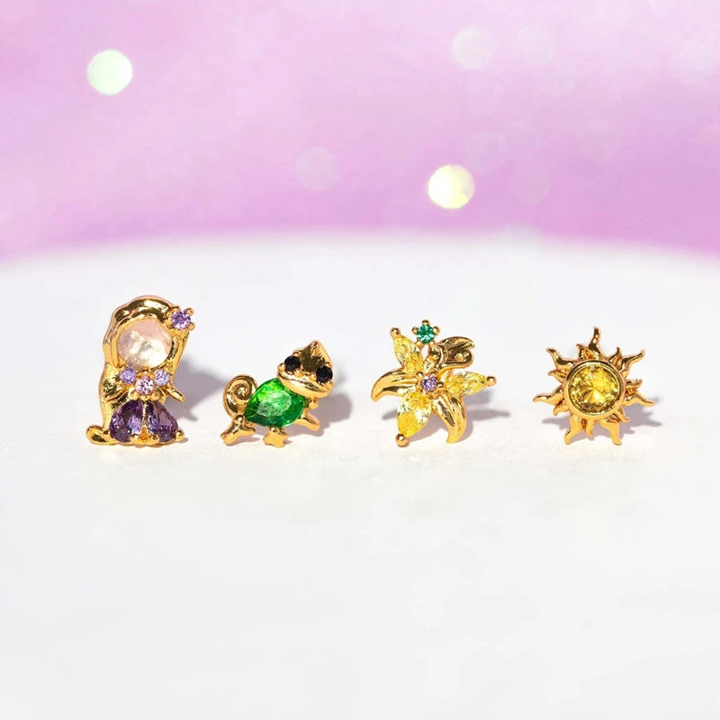 4pcs Fairy Cute Animal Comb Princess Stud Earrings Set Fashion Zircon Crystal Women Girls Gift Jewelry-Dollar Bargains Online Shopping Australia