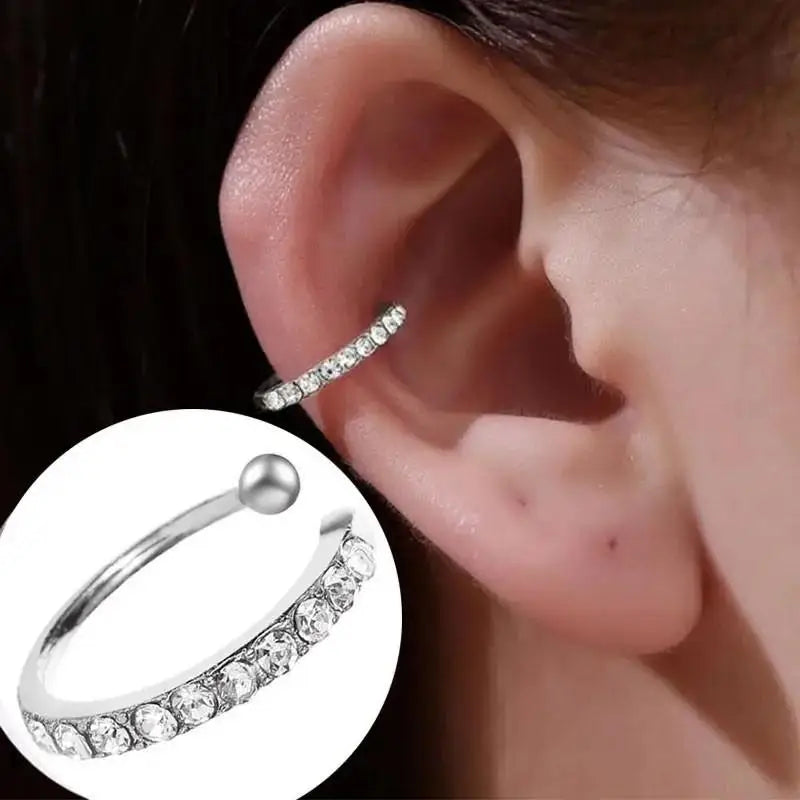 Crystal Clip Earrings For Women Zircon Earing Without Hole Jewelry Fake Earrings Single Ear Bone Clip Earings Ear Cuffs-Dollar Bargains Online Shopping Australia