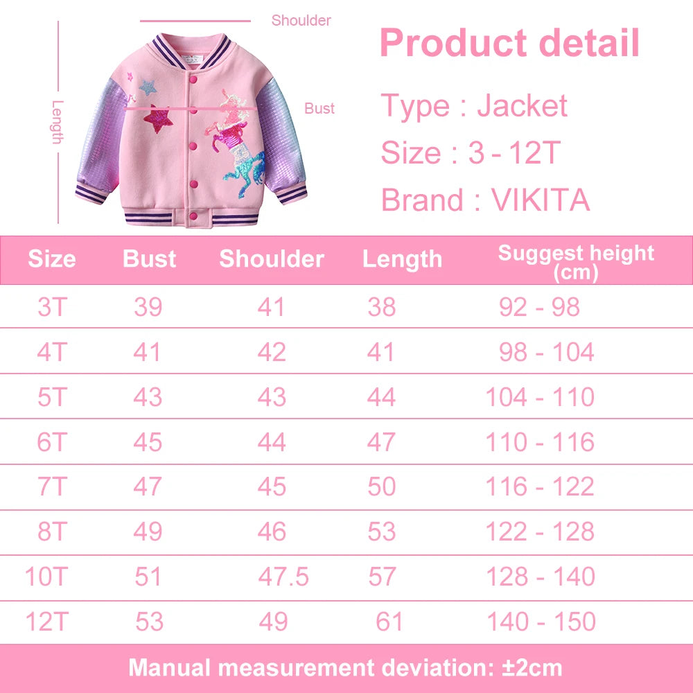 Kids Autumn Winter Thick Jacket and Coat Girls Unicorn Sequined Appliqued Pink Outwear Kids Cotton Casual Sport Jackets-Dollar Bargains Online Shopping Australia