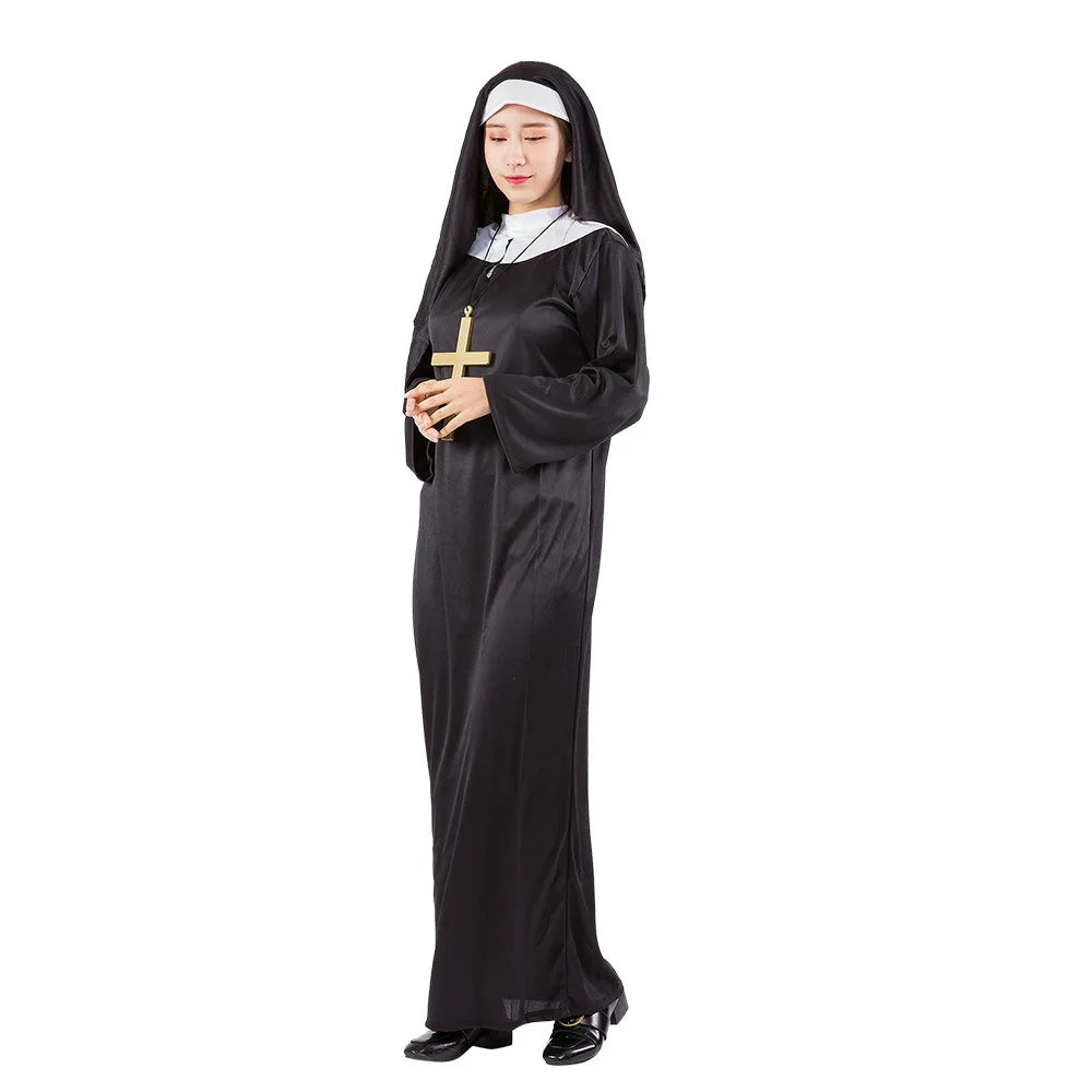 Halloween Men Priest Cosplay Costumes For Women Clothes Carnival Nun Long Robes Religious Catholic Church Clothing Missionary-Dollar Bargains Online Shopping Australia