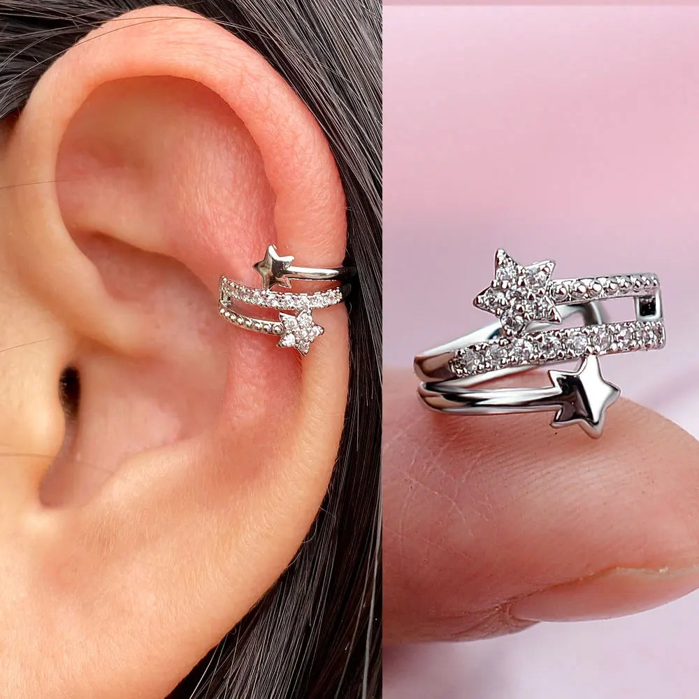 Climber Ear Cuff Ear Clip for Women CZ No Pierced C Shape Geometric-Dollar Bargains Online Shopping Australia