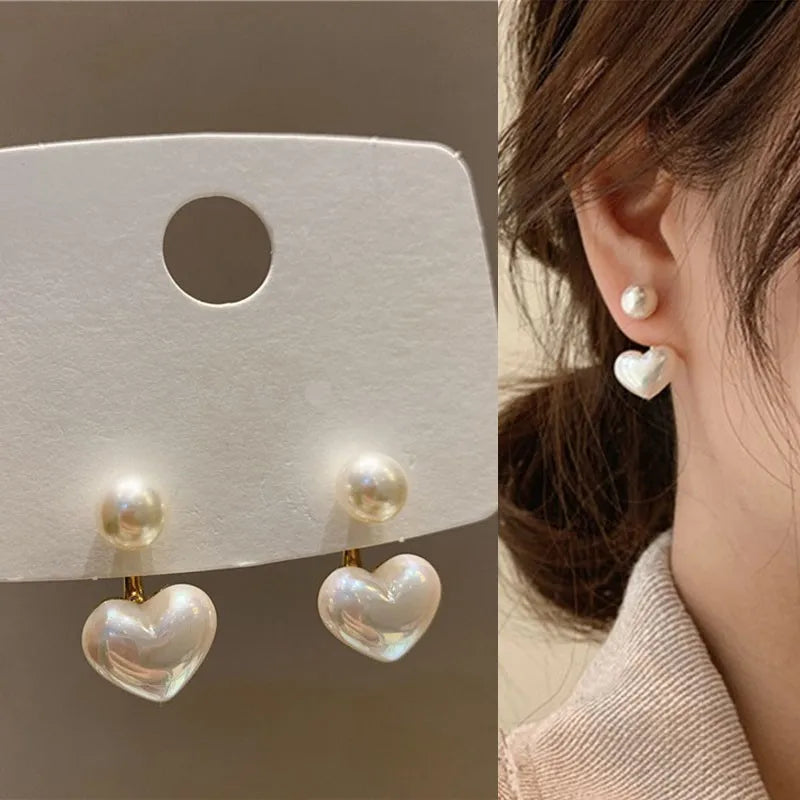 925 Silver Needle Korean Fashion Imitation Pear Earrings For Women Jewelry Luxury Women's Heart Stud Earrings-Dollar Bargains Online Shopping Australia