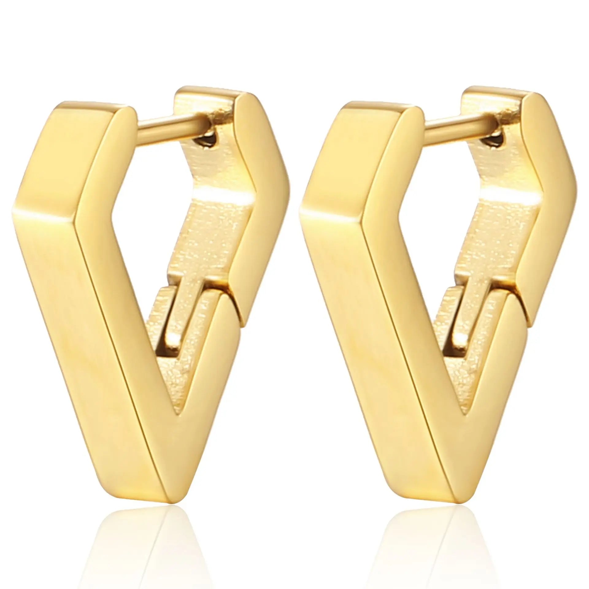 2PCS New Gold Color Square Hoop Earrings Women Men Stainless Steel Huggie Minimalist Punk Unisex Rock Earrings Piercing Jewelry-Dollar Bargains Online Shopping Australia