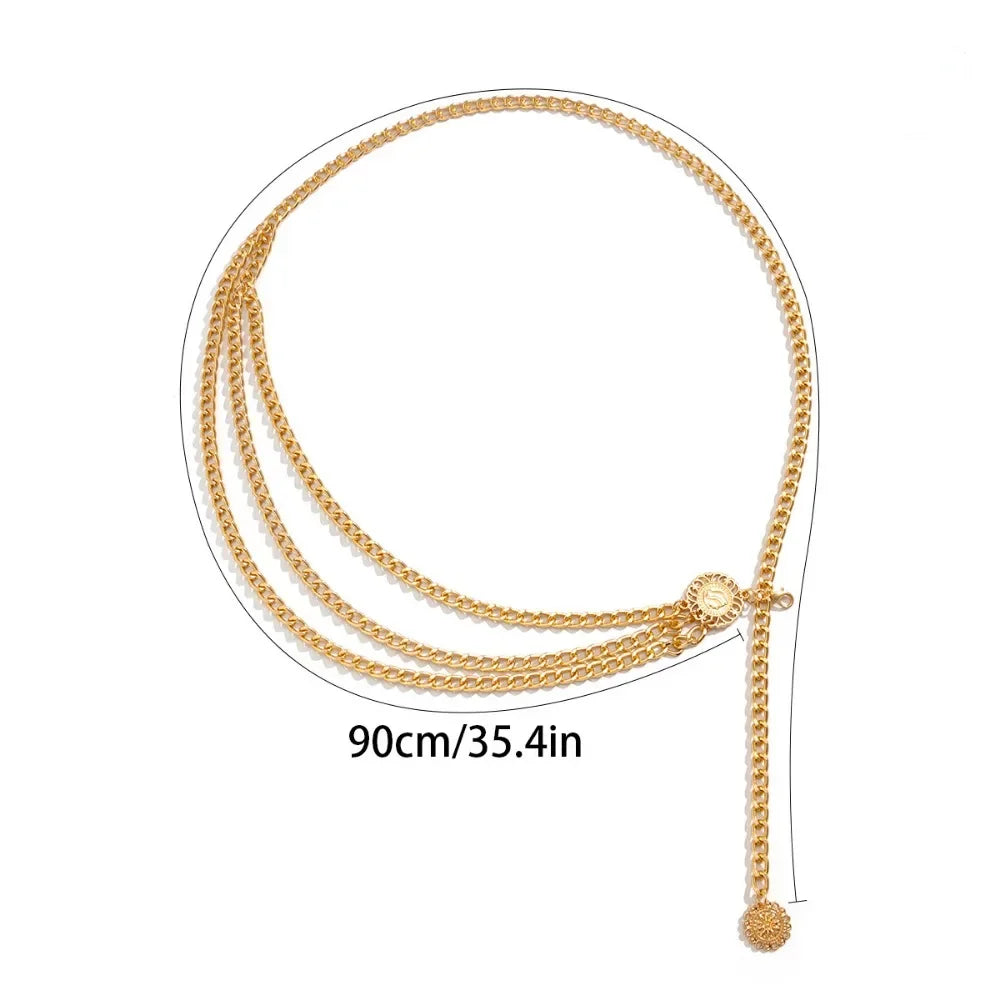 Boho Sexy Women Fashion Belt Hip High Waist Gold Silver Color Narrow Metal Body Chain Chunky Fringes New-Dollar Bargains Online Shopping Australia