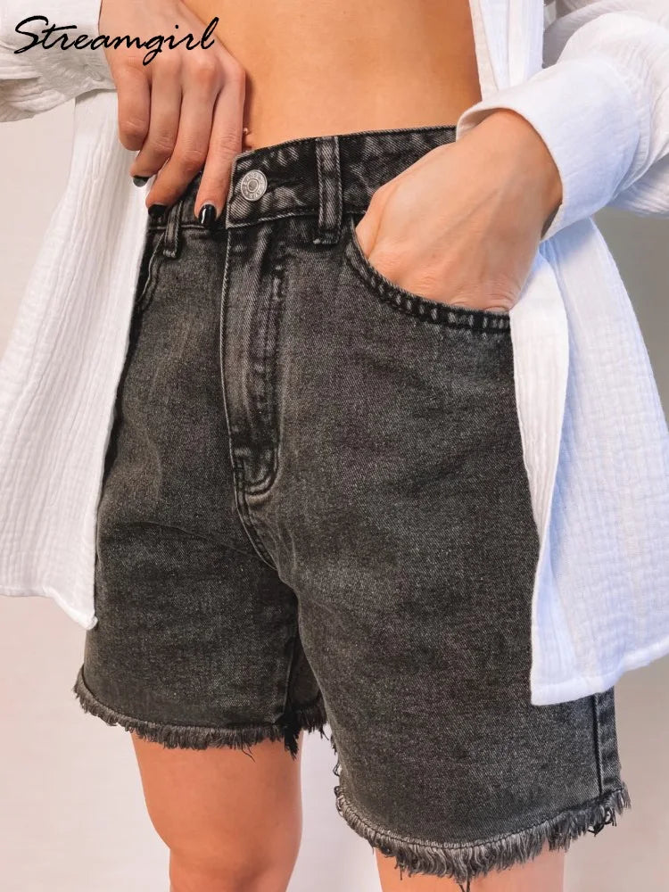 Women's Denim Shorts Summer High Waist Casual Chic Loose Jean Shorts For Women Summer-Dollar Bargains Online Shopping Australia