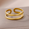 Rings for Women Gold Color Couple Jewelry Aesthetic Adjustable Punk Embossed Hollow Wide Ring-Dollar Bargains Online Shopping Australia